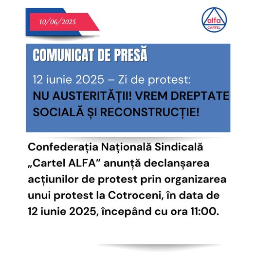 Protest la Cotroceni: Sindicaliștii cer reforme și justiție socială