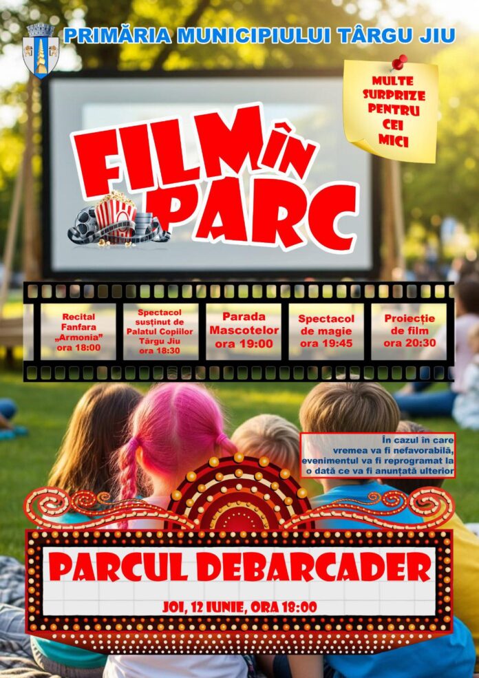 Filme și distracție în aer liber: Târgu Jiu dă startul evenimentului 'Film în Parc'