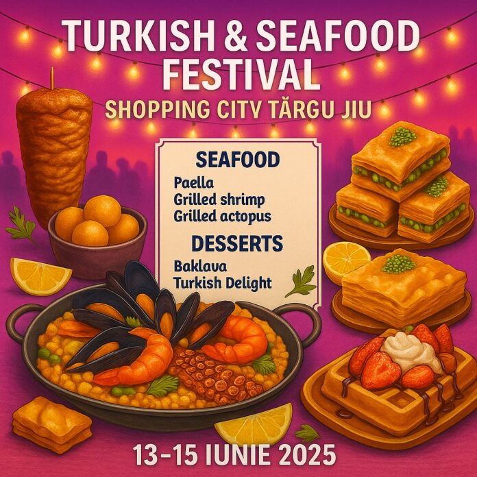 Descoperă o lume a gusturilor la festivalul de mâncăruri turcești și fructe de mare din Târgu Jiu