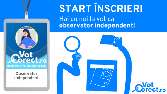 Înscrierea ca observator independent din partea coaliției Vot Corect se încheie în două zile