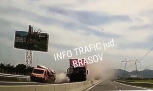 Accident pe DN 1 în Brașov: imagini surprinse de martori