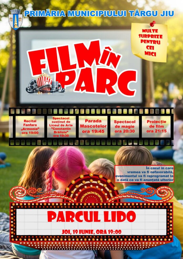 Târgu Jiu: Distracție în aer liber cu „Film în Parc”