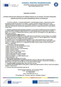 Brașov investește în energie verde: proiect cu sisteme fotovoltaice pentru școli