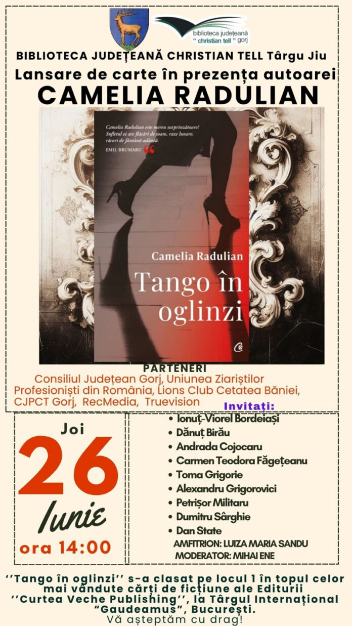 Descoperă magia poeziei la lansarea „Tango în oglinzi” în Târgu Jiu