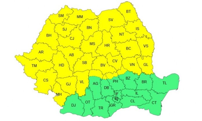 Avertizare meteo: ploi torențiale și vijelii în toată țara