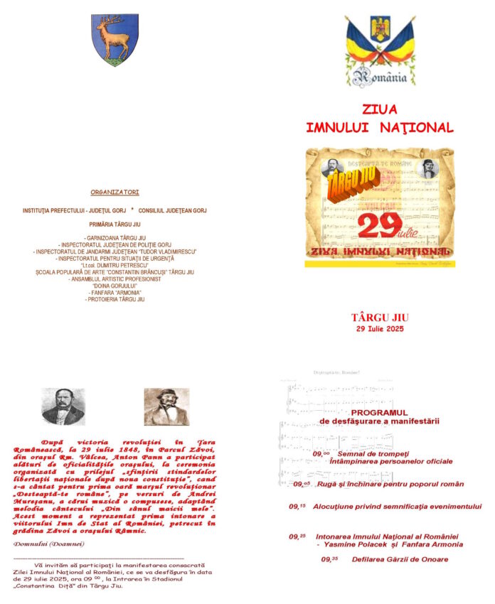 Târgu Jiu se pregătește pentru celebrarea Zilei Imnului Național