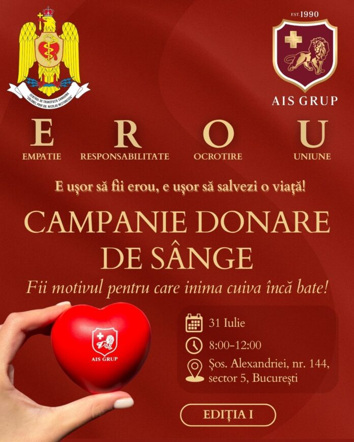 Devino erou în comunitate: participă la campania de donare de sânge E.R.O.U.