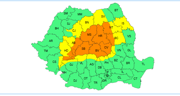 Alerte meteorologice: furtuni și ploi abundente în regiunile centrale ale țării