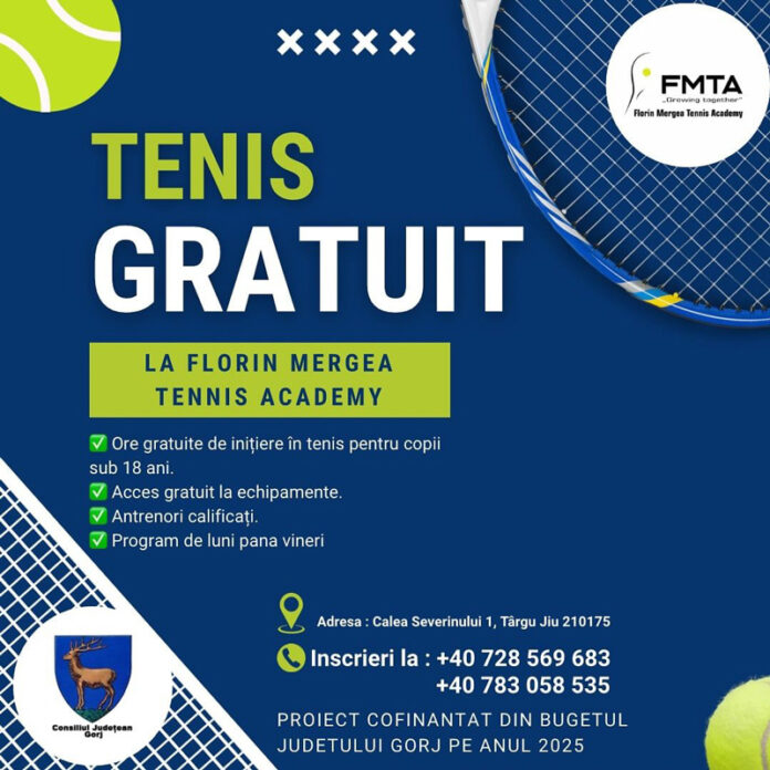Oportunități de tenis gratuit pentru tinerii din Gorj