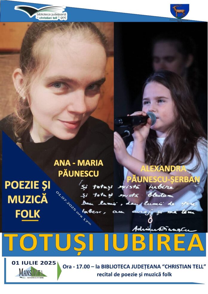 Recital emoționant al Anei-Maria Păunescu și fiicei sale la Târgu Jiu