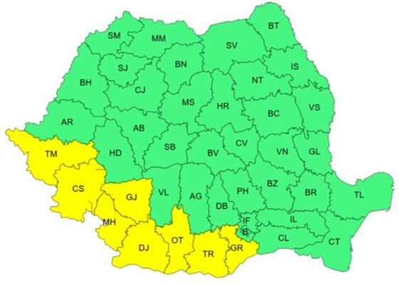 Județul Giurgiu sub cod galben de caniculă