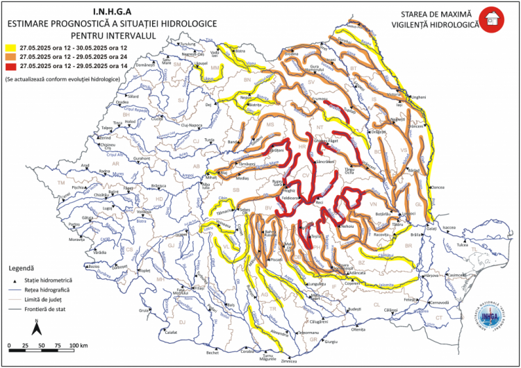 Alertă de inundații în Vrancea: măsuri speciale implementate de ISU după Codul Roșu emis pe râurile Putna și Trotuș